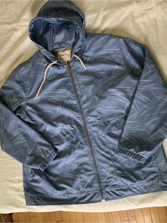 Weatherproof Jackets & Blazers - Weatherproof Slate Blue Hooded Windbreaker with Subtle Dash Print